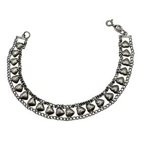 Sterling Silver Heart‎ Charm Chain Bracelet 925 PAS Heartbeat Link Bracelet D14Q